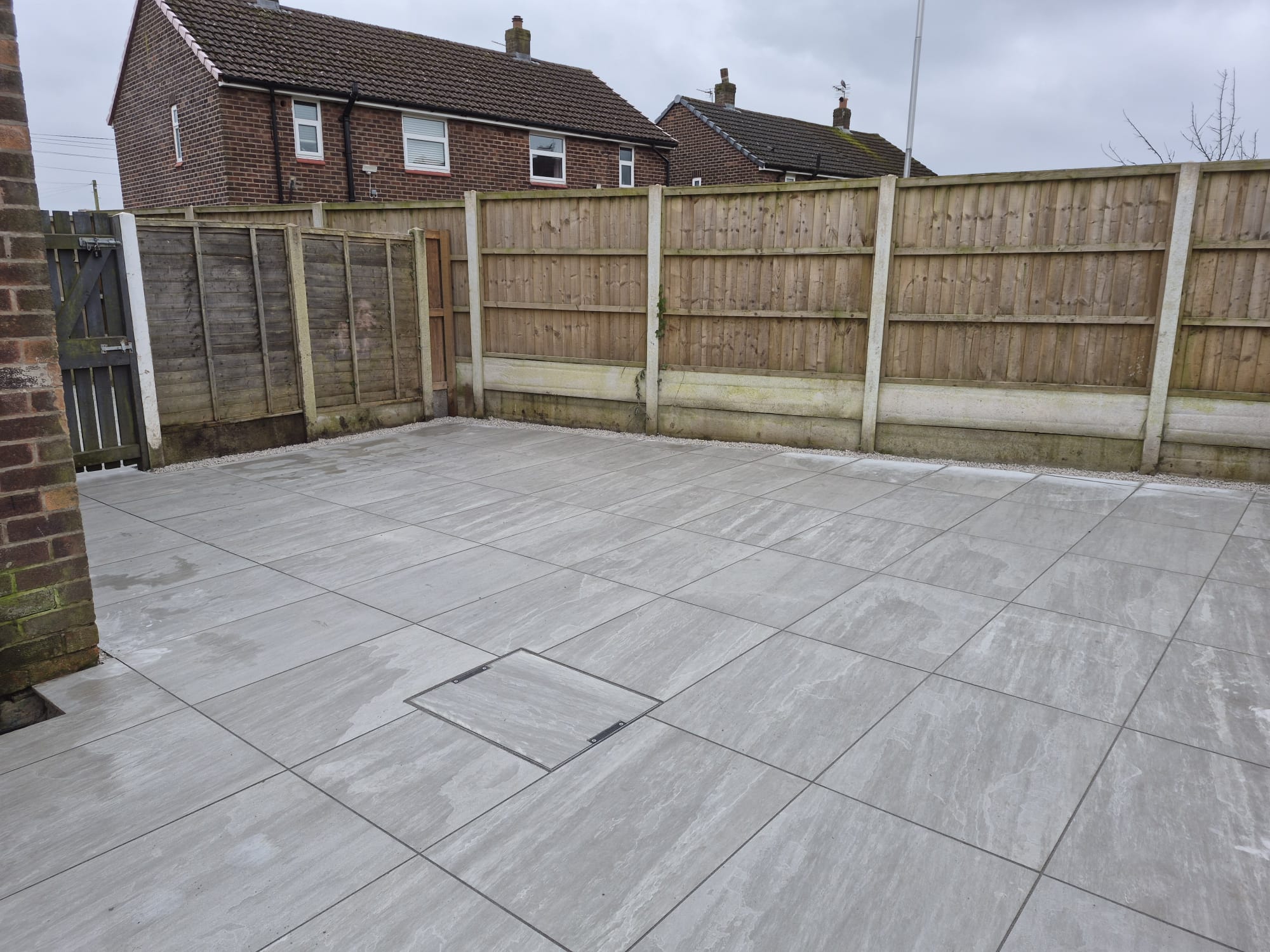 All Pave boundary fencing beside grey patio paving across Lancashire